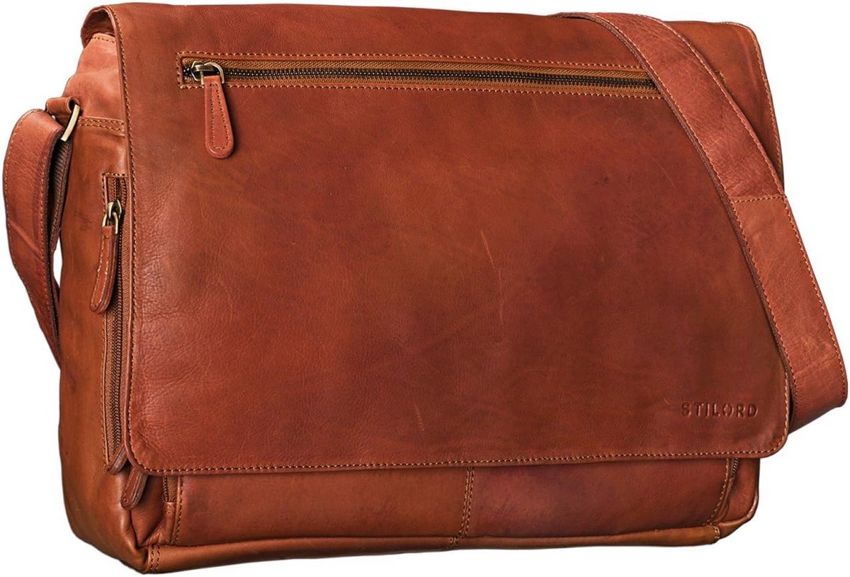 Leren Schoudertas Man 15.6 Inch Laptop Laptoptas Vintage Stijlvol
