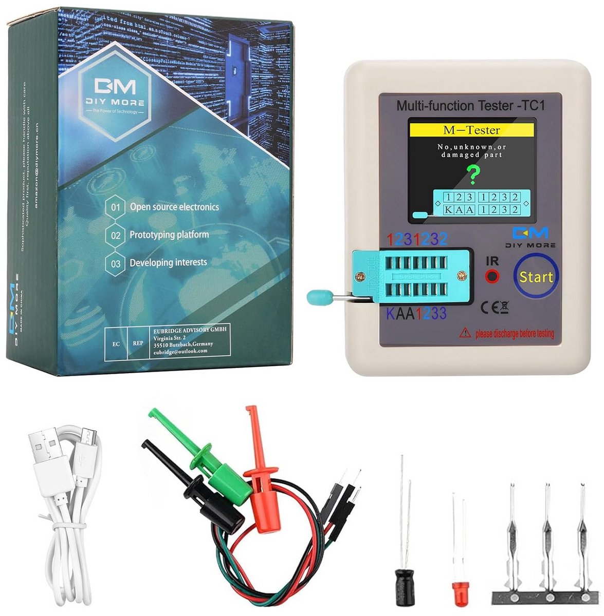 LCR Tester - Componenten Meter - Elektronica Testen - Automatische Kalibratie - TFT Display - Zwart