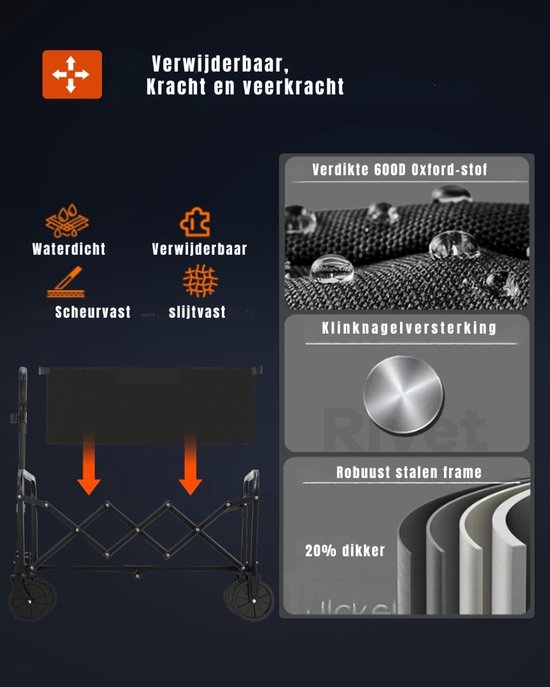 SVN® Bolderkap Opvouwbaar Luchtbanden - Bolderkar - Bolderkar Opvouwbaar - Zwart - 75cm x 44cm x 95cm van Merkloos — afbeelding 3