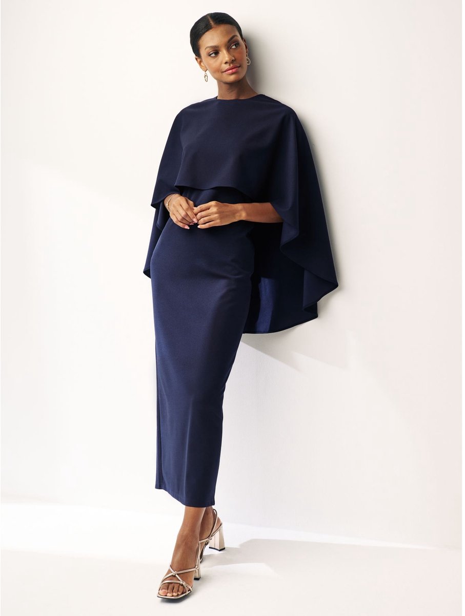 Next - Dames - Lange jurk met cape - Blauw