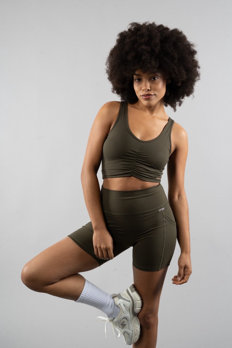 Unveil Active -Scrunched Top - Dark Olive S