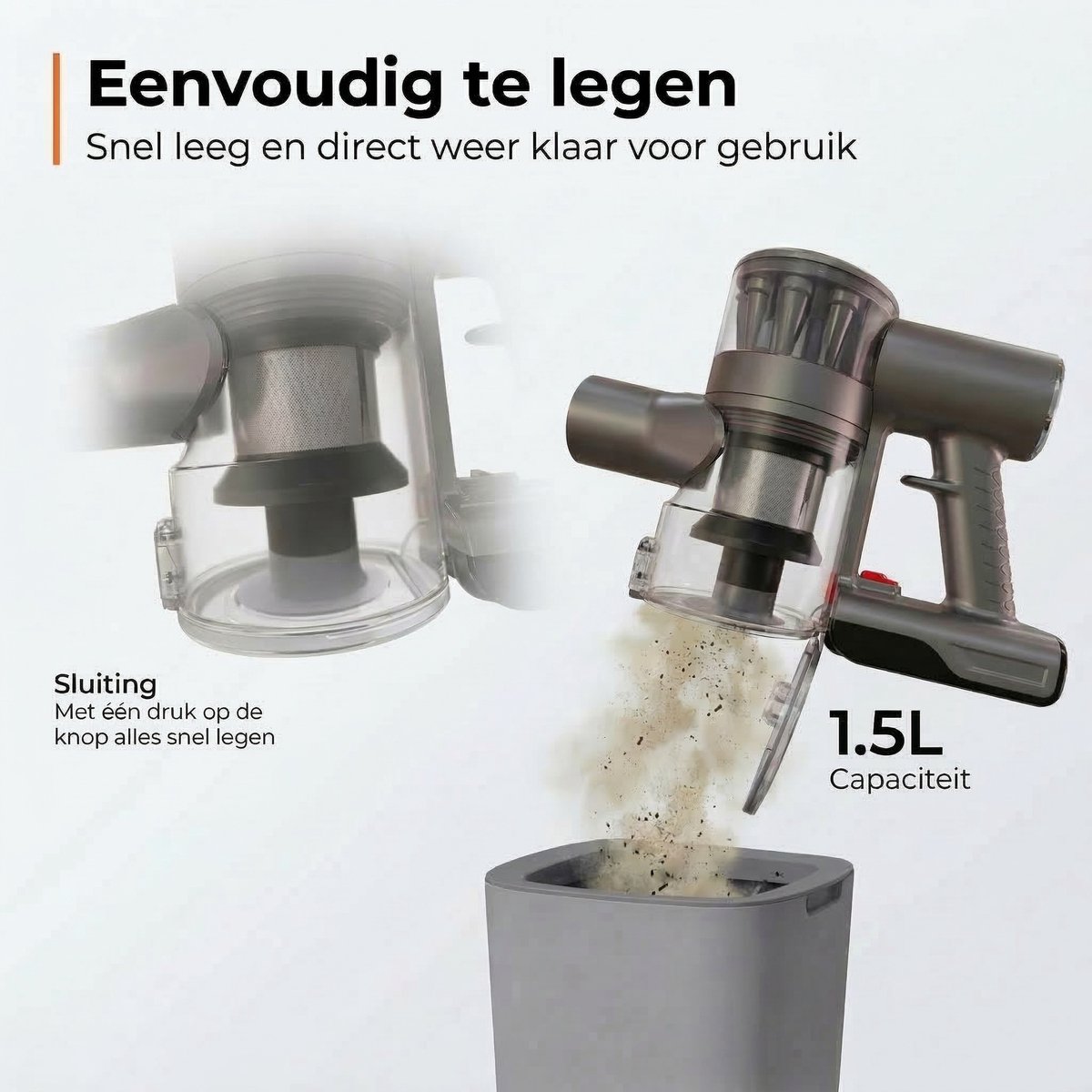 Zedar S600+ Steelstofzuiger draadloos met 4 verschillende opzetstukken - Draadloze stofzuiger - zonder zak op accu- Vacuum cleaner — afbeelding 4