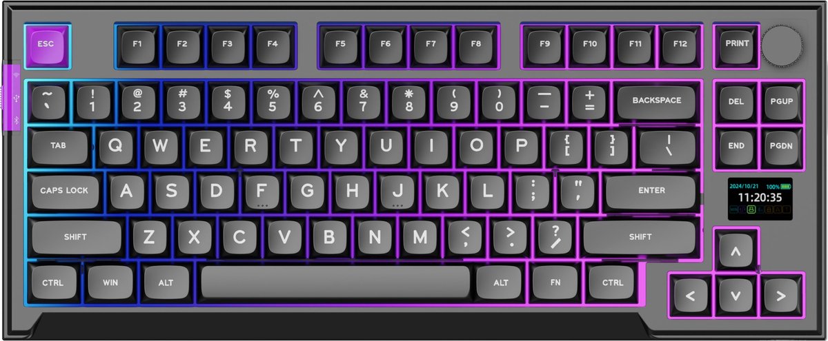 PREYON SILENT CLAW TKL RED - Gaming Toetsenbord - Gateron Pro 3.0 - RGB & LCD - Tri-Mode - Gasket Mount