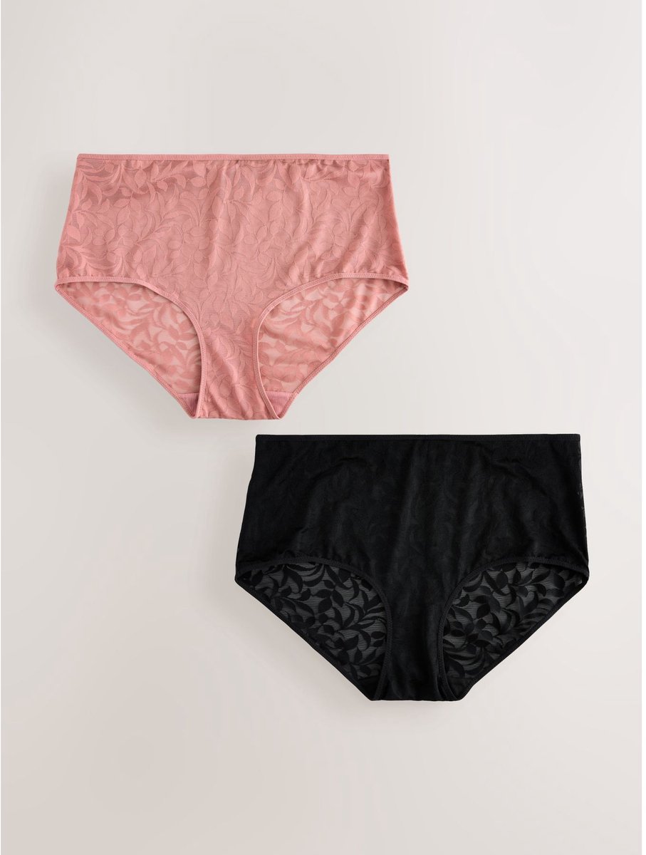 Next - Dames - Set van 2 halfhoge slips met kant - Zwart