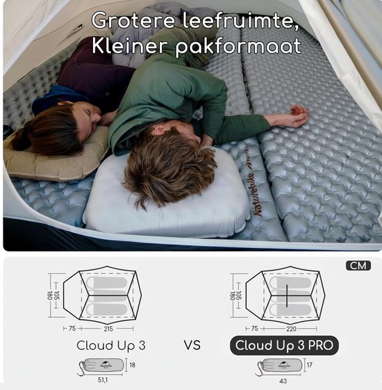 Naturehike Cloud Up 3 PRO - 3 persoons lichtgewicht tent - Waterdichte kampeertent - 20D 3000MM - Inclusief grondzeil - Outdoor trekking koepeltent - Maanzand van Naturehike — afbeelding 4
