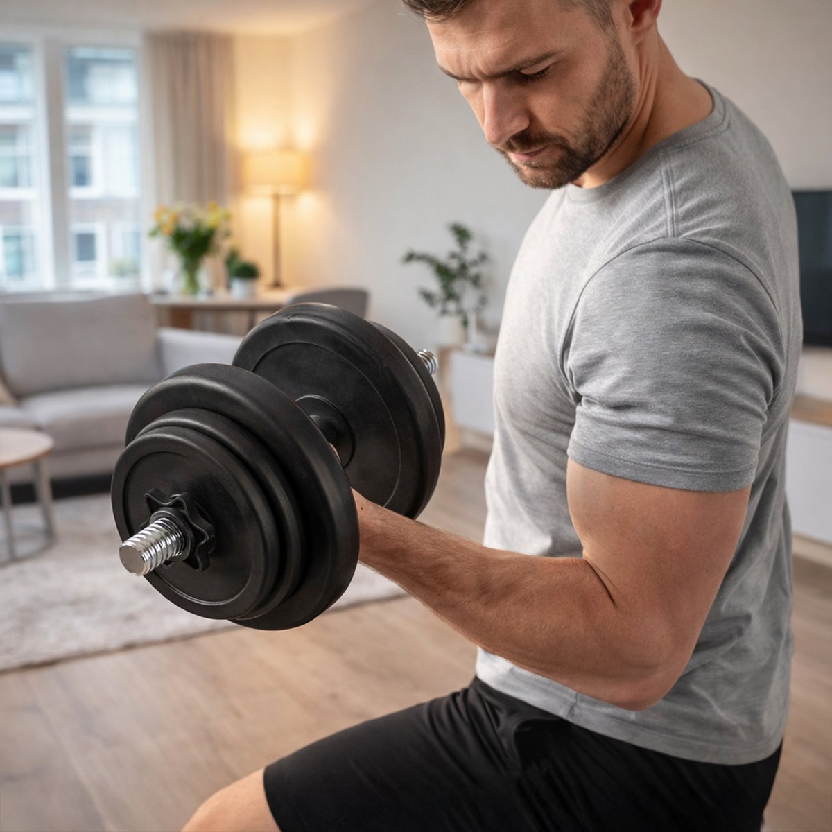 VirtuFit Verstelbare Dumbbell Set 28 kg - Vinyl - 2 x 14 kg Dumbbells - Gewichten Set - Halterset - Dumbells - Voor Krachttraining – foto 6