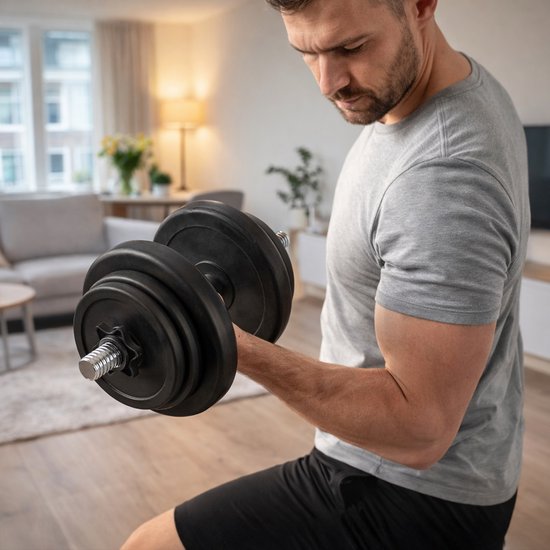 VirtuFit Verstelbare Dumbbell Set 28 kg - Vinyl - 2 x 14 kg Dumbbells - Gewichten Set - Halterset - Dumbells - Voor Krachttraining
