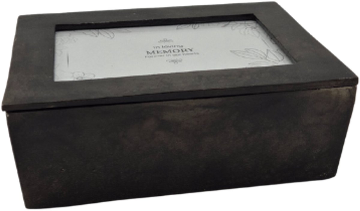 Urnenspecialist® - Memory Box - Herinneringen Doos - Fotobox - 20x15x6.5cm - Antraciet - Grijs