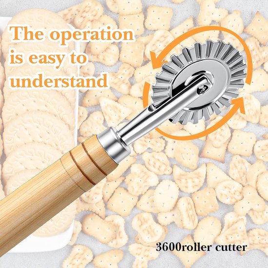 Pastasnijder Wiel - Deegsnijder Roller - Zelfgemaakte Pasta - Ergonomisch Handvat - 20 x 10 cm van Merkloos — afbeelding 2