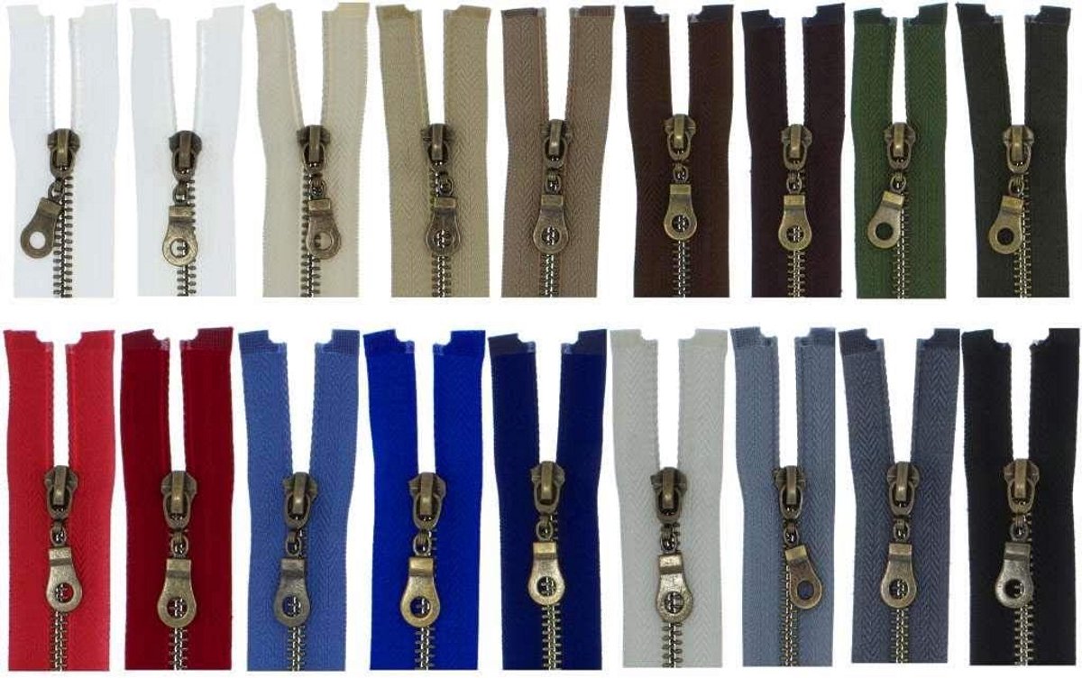 Metalen Ritssluiting Deelbaar - Grote Zipper - Kleding Reparatie - Robuuste Metaalrail - 70 Centimeter - Bruin