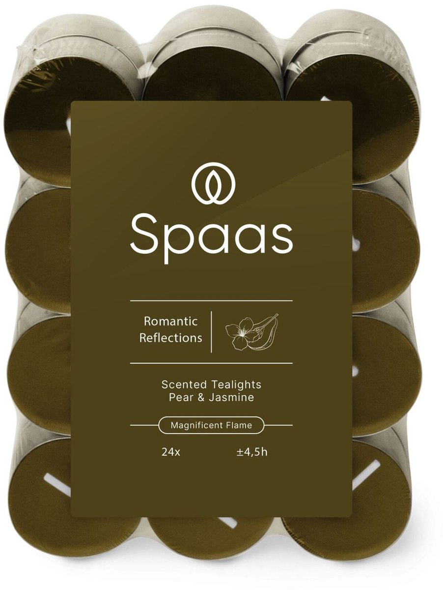 SPAAS Geurtheelichten Blokverpakking (24 stuks) – brandduur 4,5 uur – Romantic Reflections onbekend