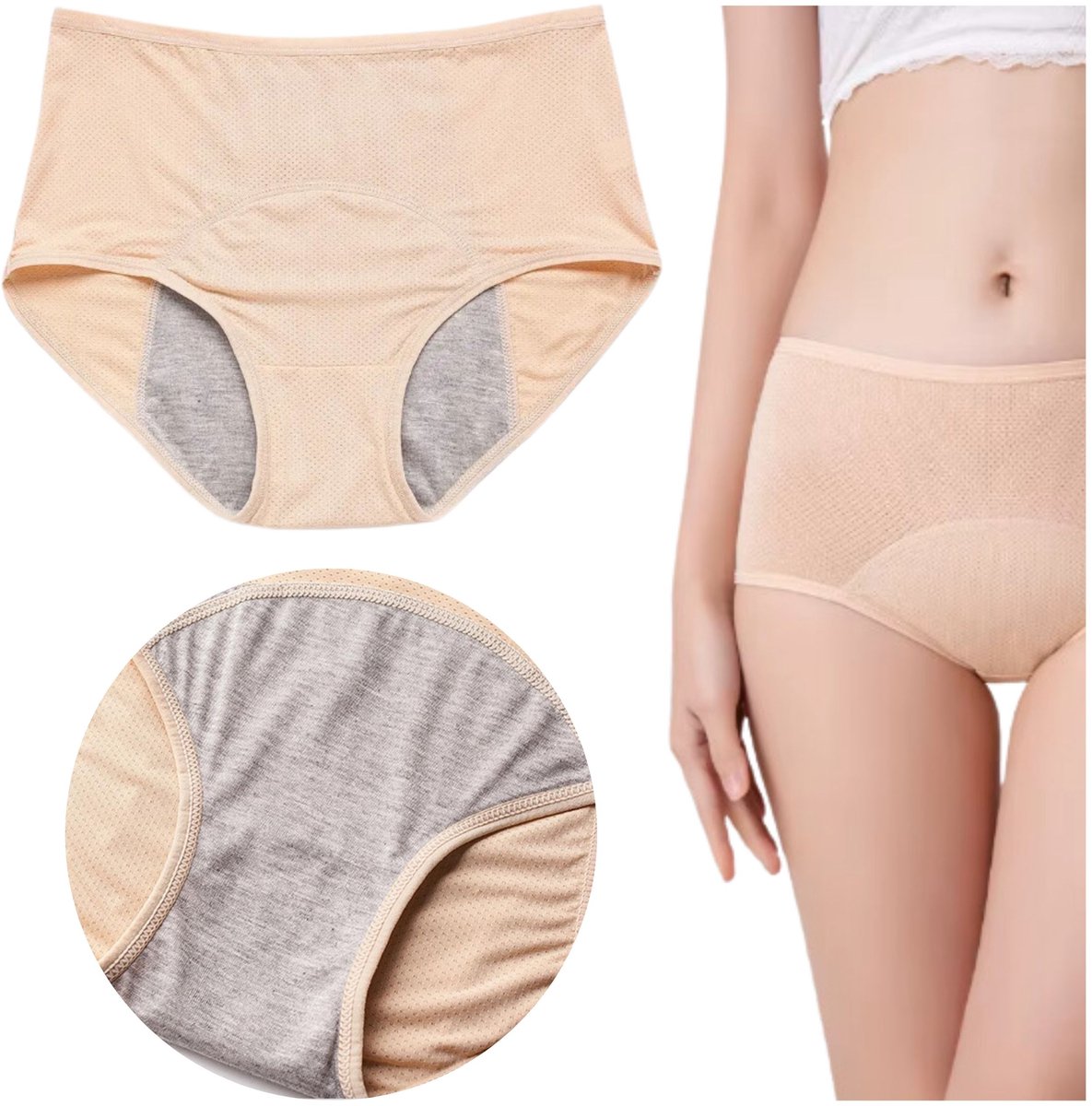 Merkloos Serie - Menstruatieslip - Beige - XL
