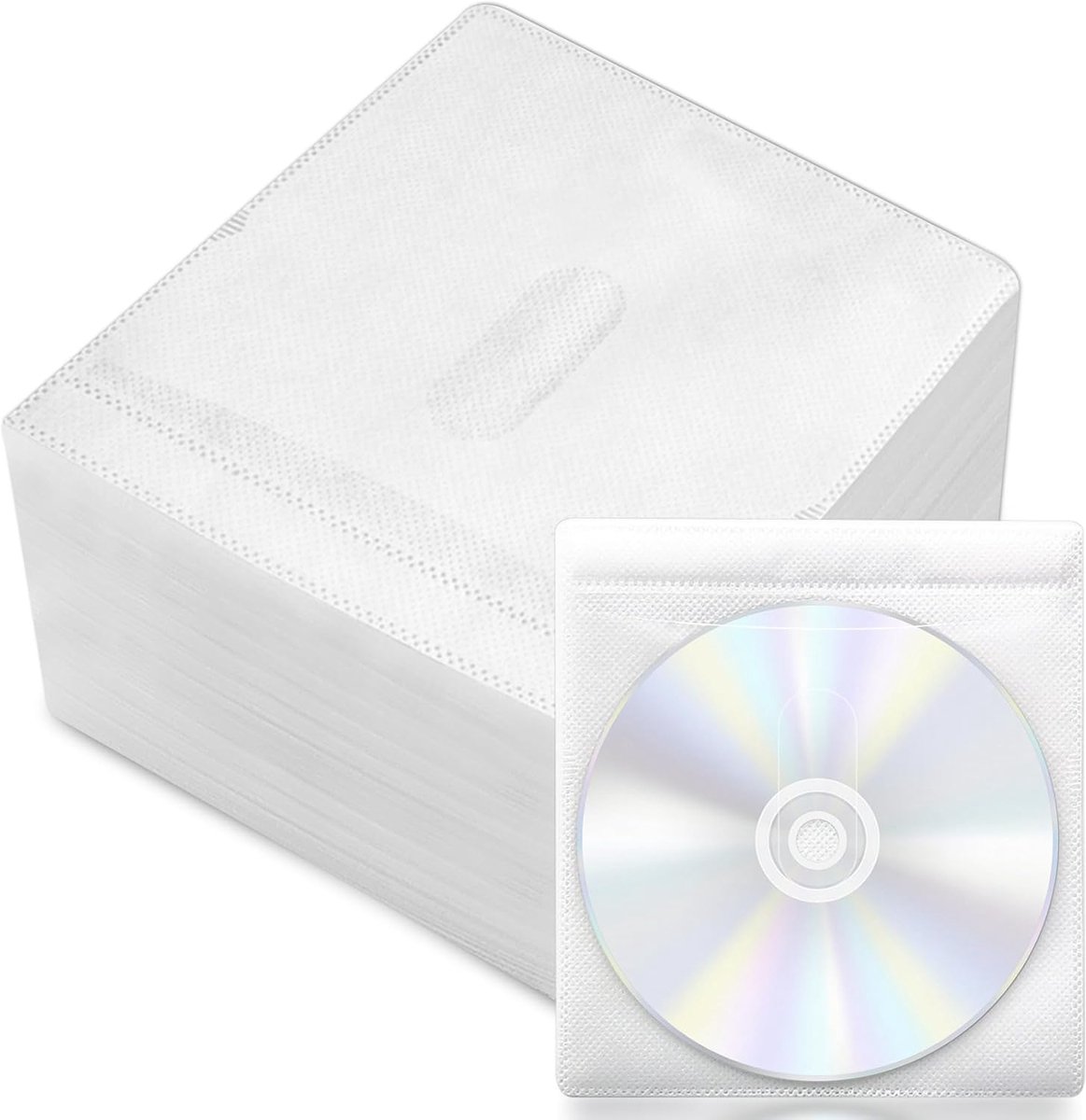 CD DVD Hoezen - Opslag Mappen - Media Bescherming - Krasvrij Bewaren - 13.8 x 14.6 cm - Wit