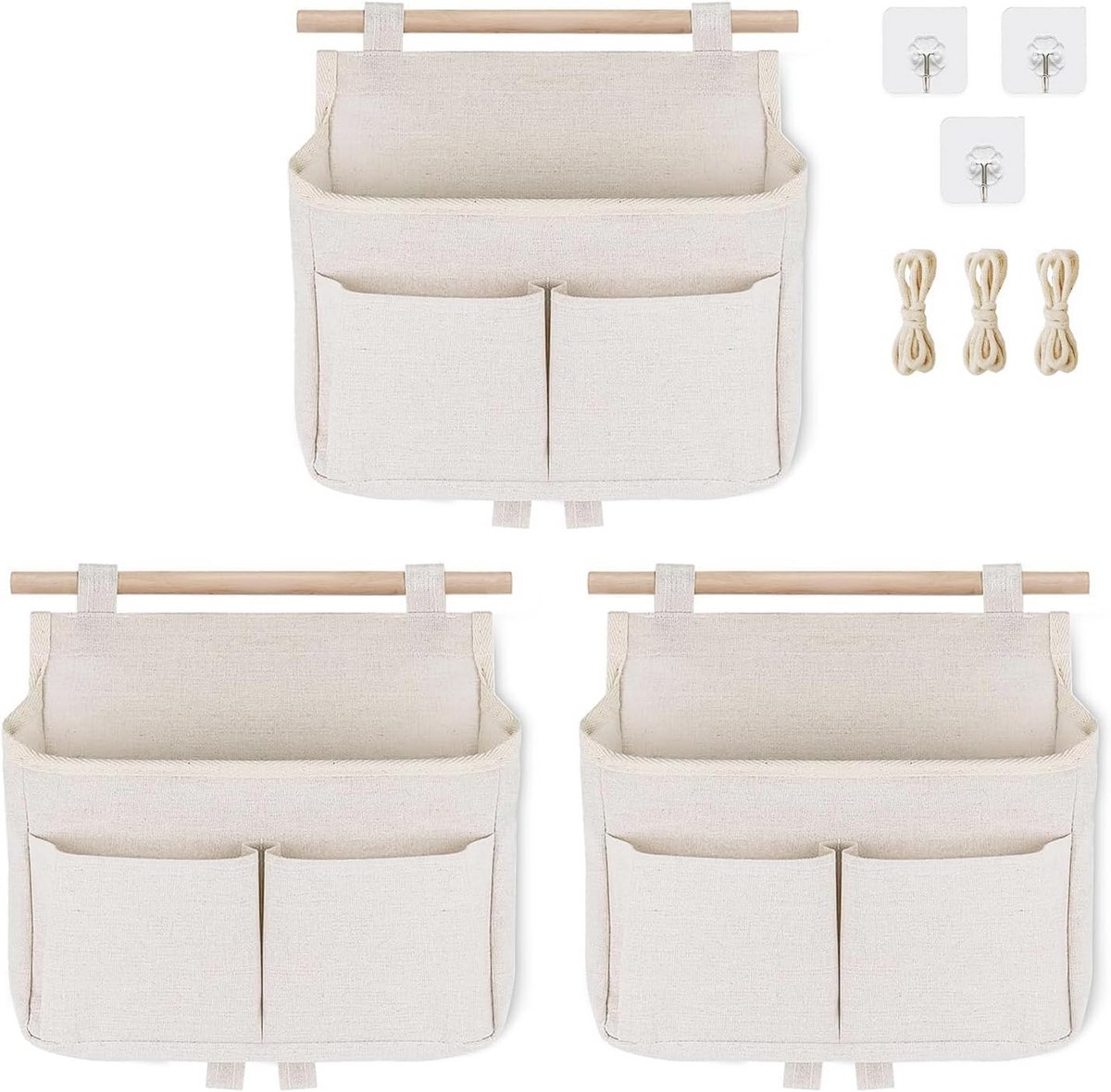 Hangende Organizer - Opbergtas Deur - Ruimte Besparen - Stoffen Materiaal - 25x23x6 cm - Wit