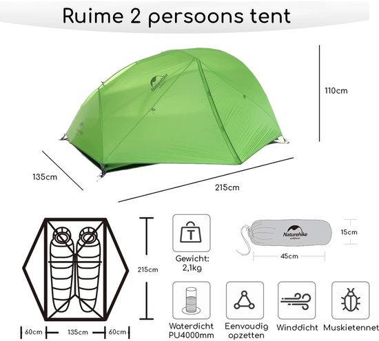Naturehike Star River Tent - ultralichte dubbellaags voor backpackers - waterdicht van Merkloos — afbeelding 3