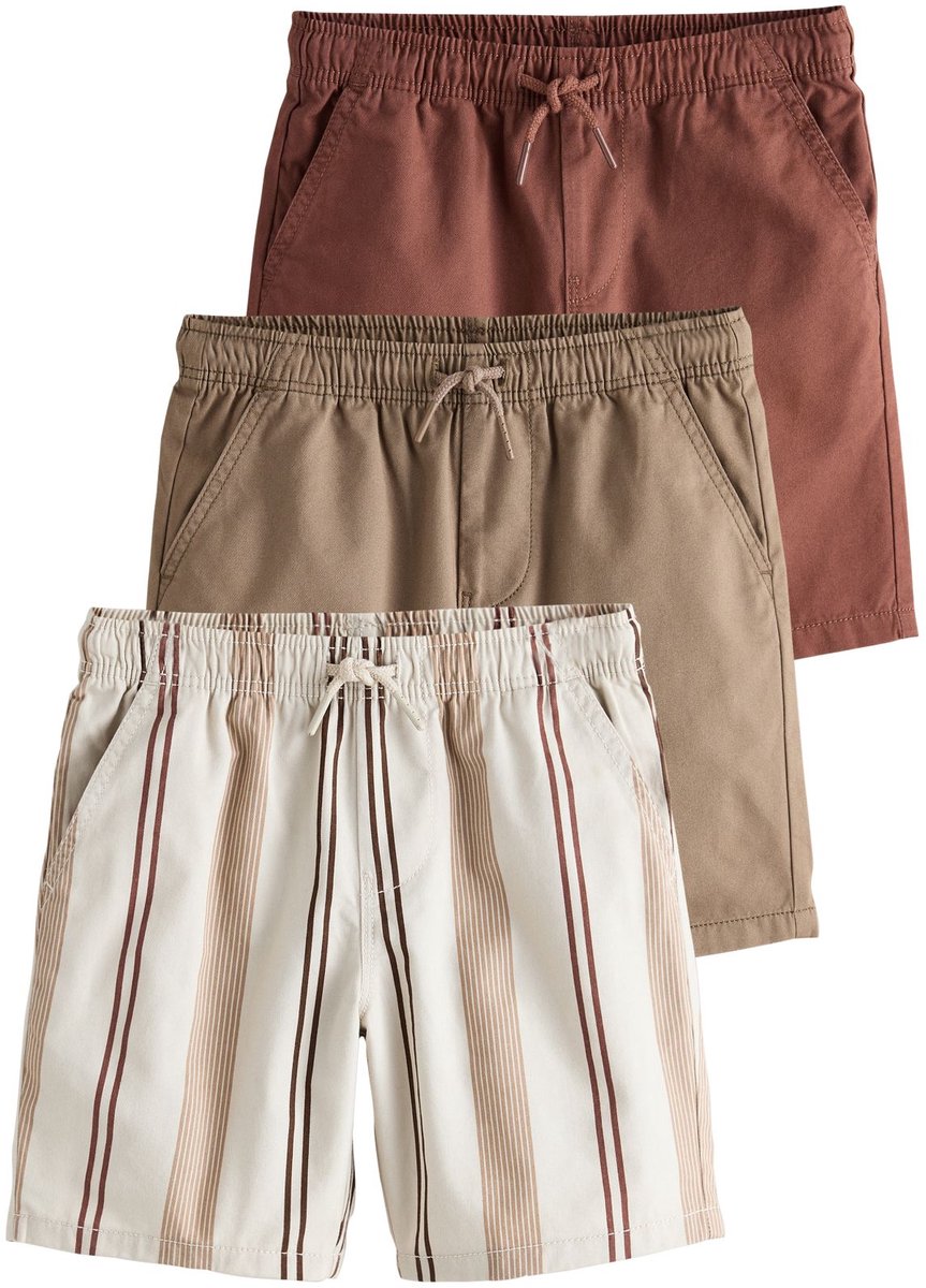 Next - Jongens - Set van 3 shorts - Bruin