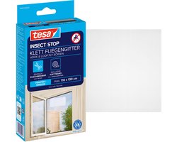 tesa INSECT STOP H&L Fly Screen for Window - hor met klittenband, op maat snijden, zonder boren - 1 net - 110 x 130 cm - wit (lichte privacy)
