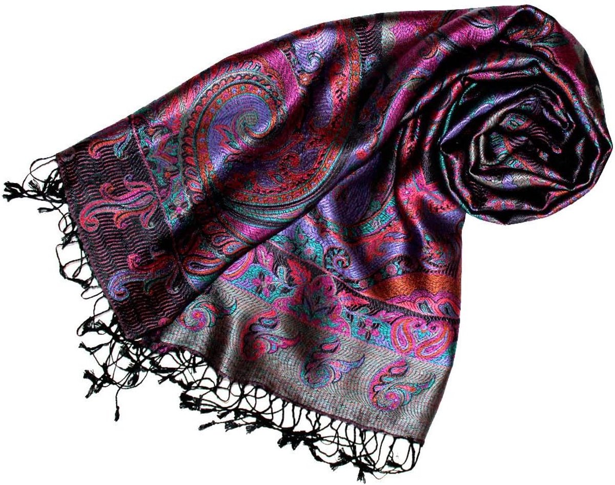 Herensjaal Zijde - Pashmina Doek - Chique Outfit - Jacquard Geweven - 70x190 cm - Paisley Patroon