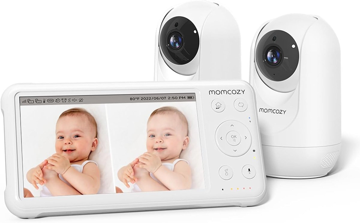 Babyfoon met 2 camera's - Video monitor - Baby in de gaten houden - 5 inch split screen