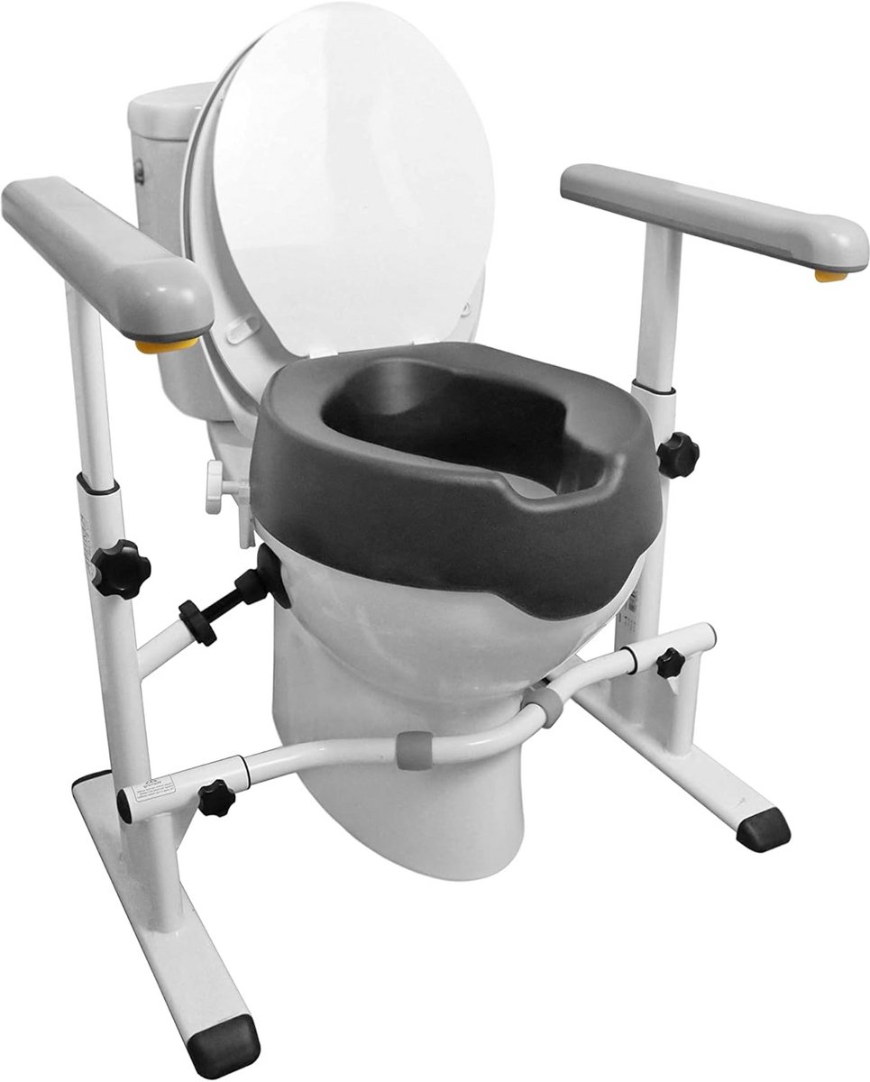 Toiletverhoger Frame - Toiletsteun Zitting - Veilig Toiletgebruik - Gereedschapsloze Installatie - Verstelbare Breedte - Grijs