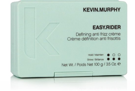 Lichtgroen KEVIN.MURPHY Easy.Rider anti-frizz crème blikje met K logo.