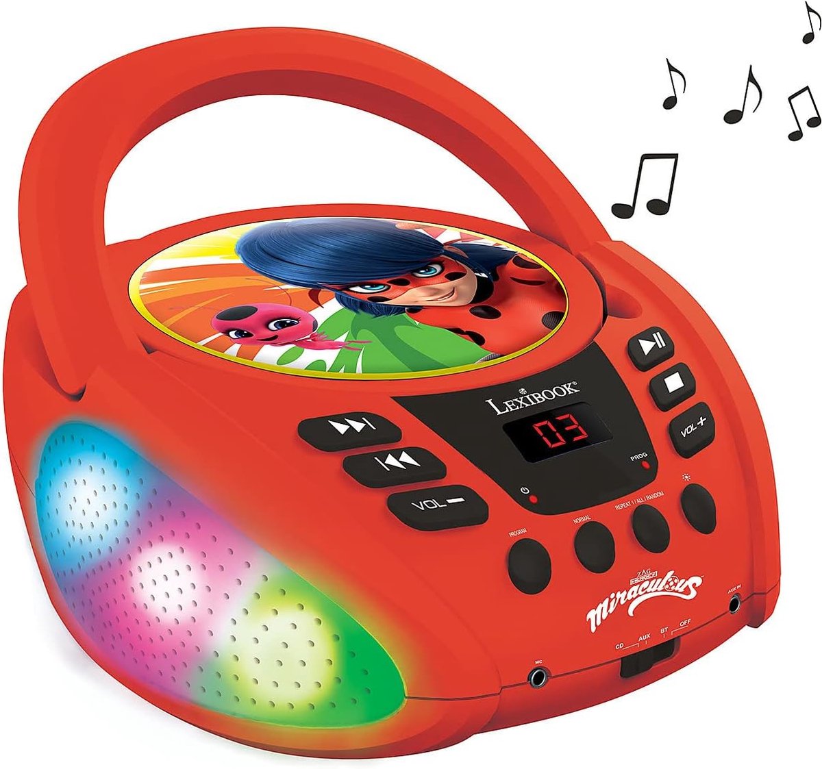 Bluetooth CD-speler - Muziekspeler Kinderen - Feestjes Muziek Luisteren - Veelkleurige Lichteffecten - 20.5 x 23.8 x 11.6 cm - Rood
