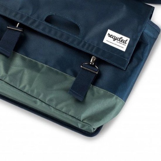 Gerecyclede dubbele fietstas Urban Proof 40 liter - blauw/groen van Urban Proof — afbeelding 2