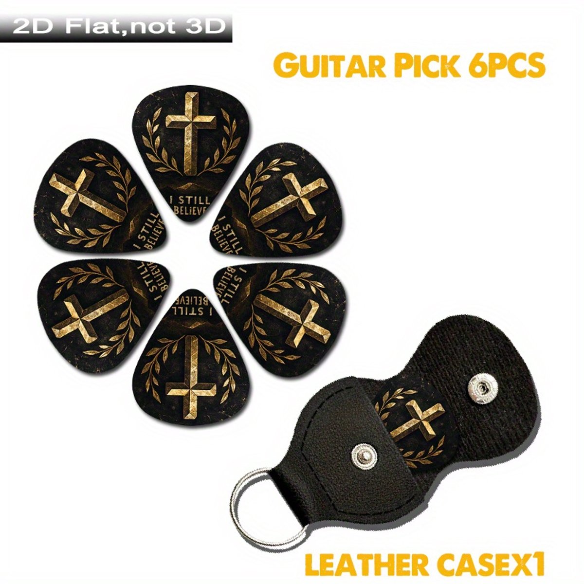 VANDAAG VERZONDEN - Plectrums 6 STUKS met Case - Cor Sinho® - Gitaar Plectrum - Jesus - Christelijke Accessoires - Picks Set - Muziek - Christelijk Cadeau - Gitaar Accessoire - Plectrum Set - Gitaar Geschenk - Muziek Liefhebber Cadeau - Worship Band