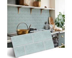 Set van 12 vloer- en wandtegelstickers - Antislip plaktegelstickers - 3D - Zelfklevende peel-and-stick voor keukens en badkamers - DIY PVC vloerstickers - Lichtgroen - 30x15 cm / 12x6 inch