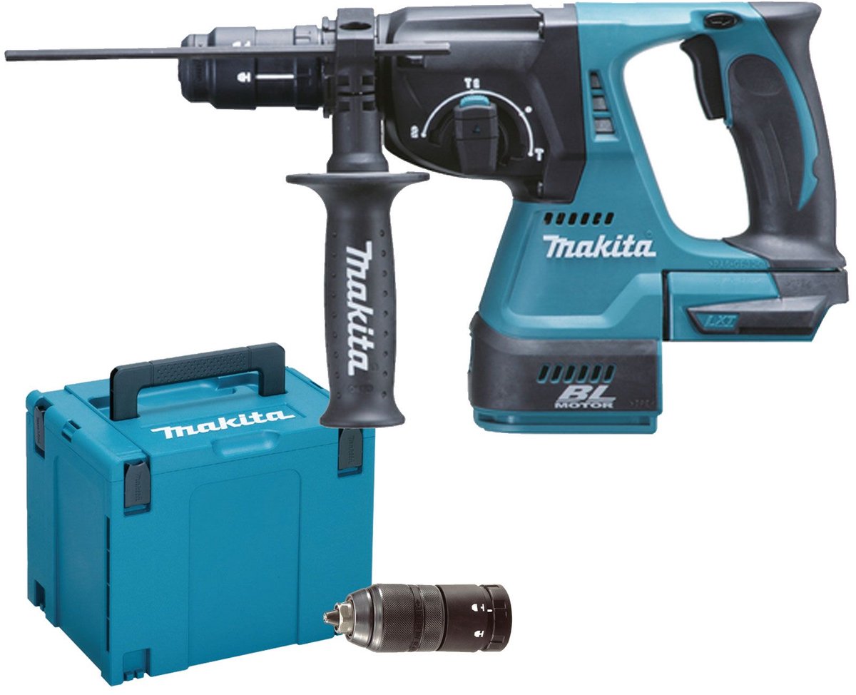 Makita DHR243ZJ 18 Volt SDS plus combihamer met verwisselbare boorkop | zonder accu's en lader in MBOX IV koffer