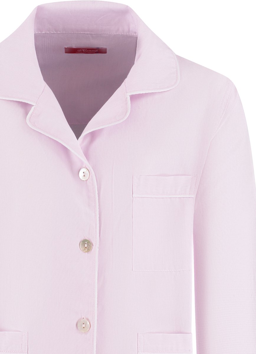 Meisjes Pyjama Pink in zeer zacht geweven 100% katoen mini ruit design met mooie parelmoer knopen en luxe afwerking -164-