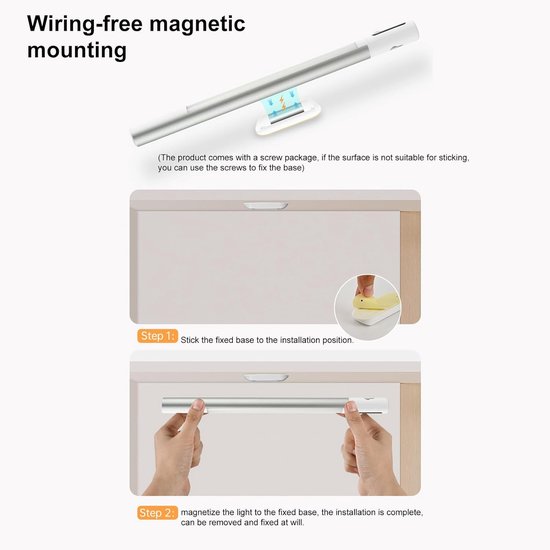 Nachtlamp - Nachtlampje - Onderbouw Verlichting - Bewegingssensor Lamp met 2000mAh Batterij - 3m Detectiebereik - Instelbare Hoeken - Geschikt voor Keuken, Bureau en Nachtkastje - Type-C opladen - 1 stuk - 2000mAh — afbeelding 5