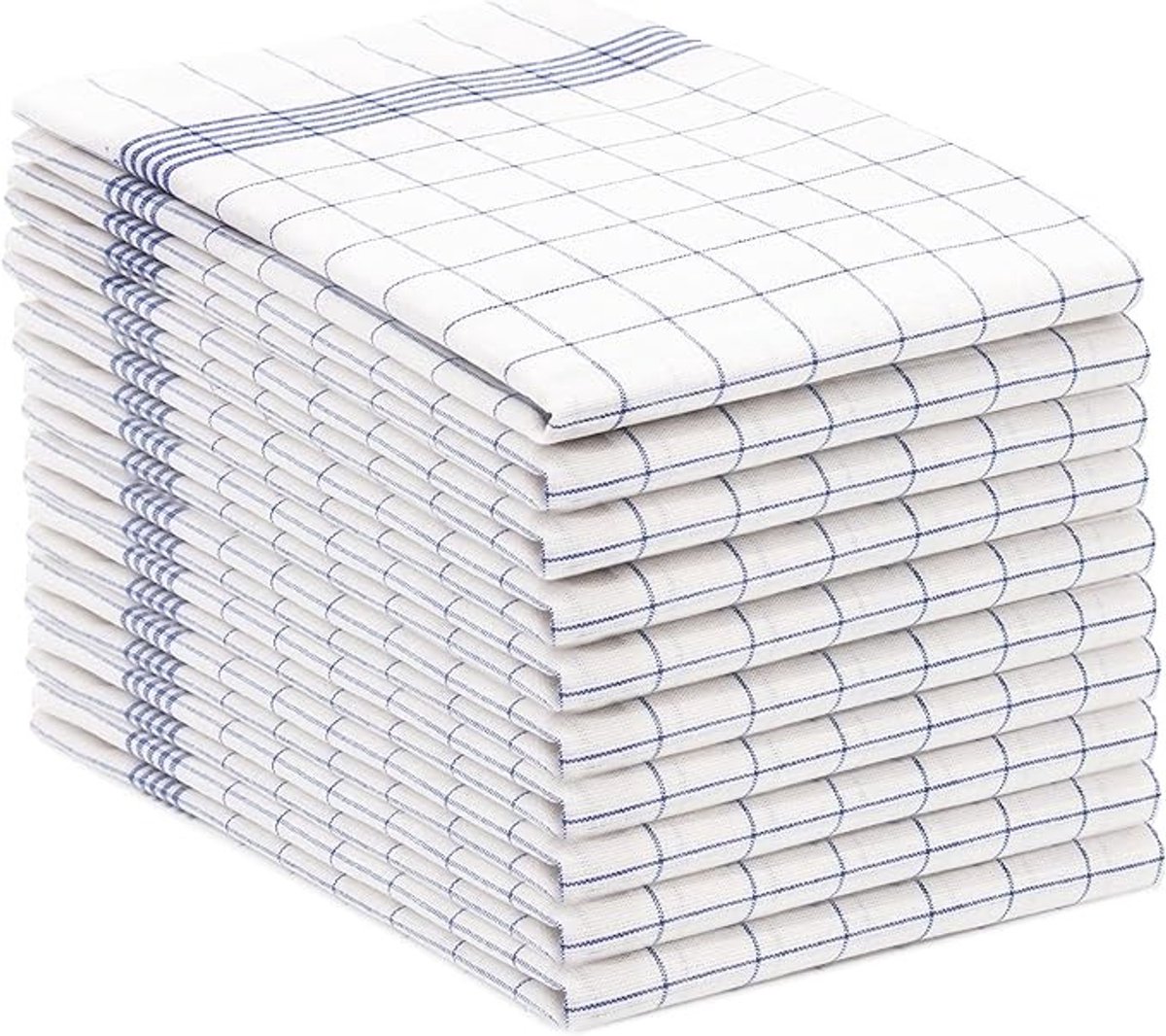 Set van 10 absorberende keukendoeken, 50x70 cm, katoen, geruit design