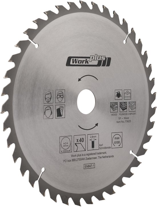 TCT Zaagblad 250mm x 40t - Cirkelzaagblad geschikt voor hout spaanplaat en playwood
