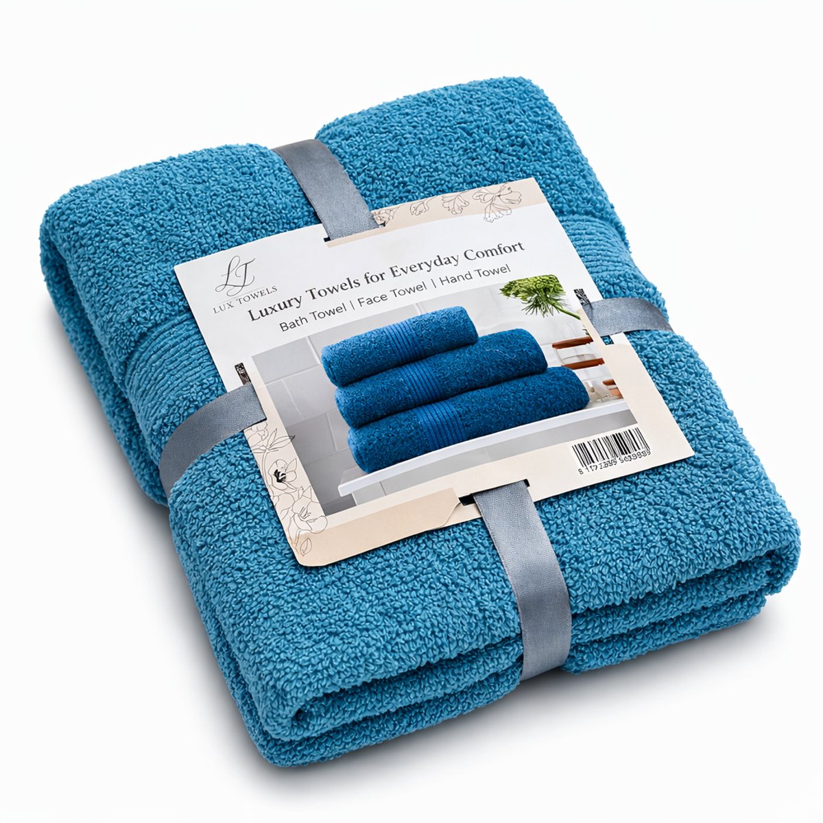 LuxTowels Handdoek Set 3-Delig Turquoise 600gr – Gezichtshanddoek 40x60 cm, Handdoek 50x90 cm & Badhanddoek 70x140 cm – Zacht & Absorberend Katoen – Luxe Badkamer Set
