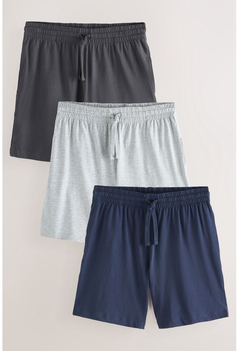 Next - Heren - Set van 3 korte jersey pyjama's - Grijs