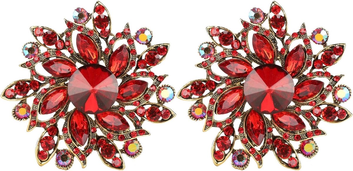 Bloem Broches - Decoratieve Spelden - Feestelijke Kleding - Handgemaakte Legering - 65x65 mm