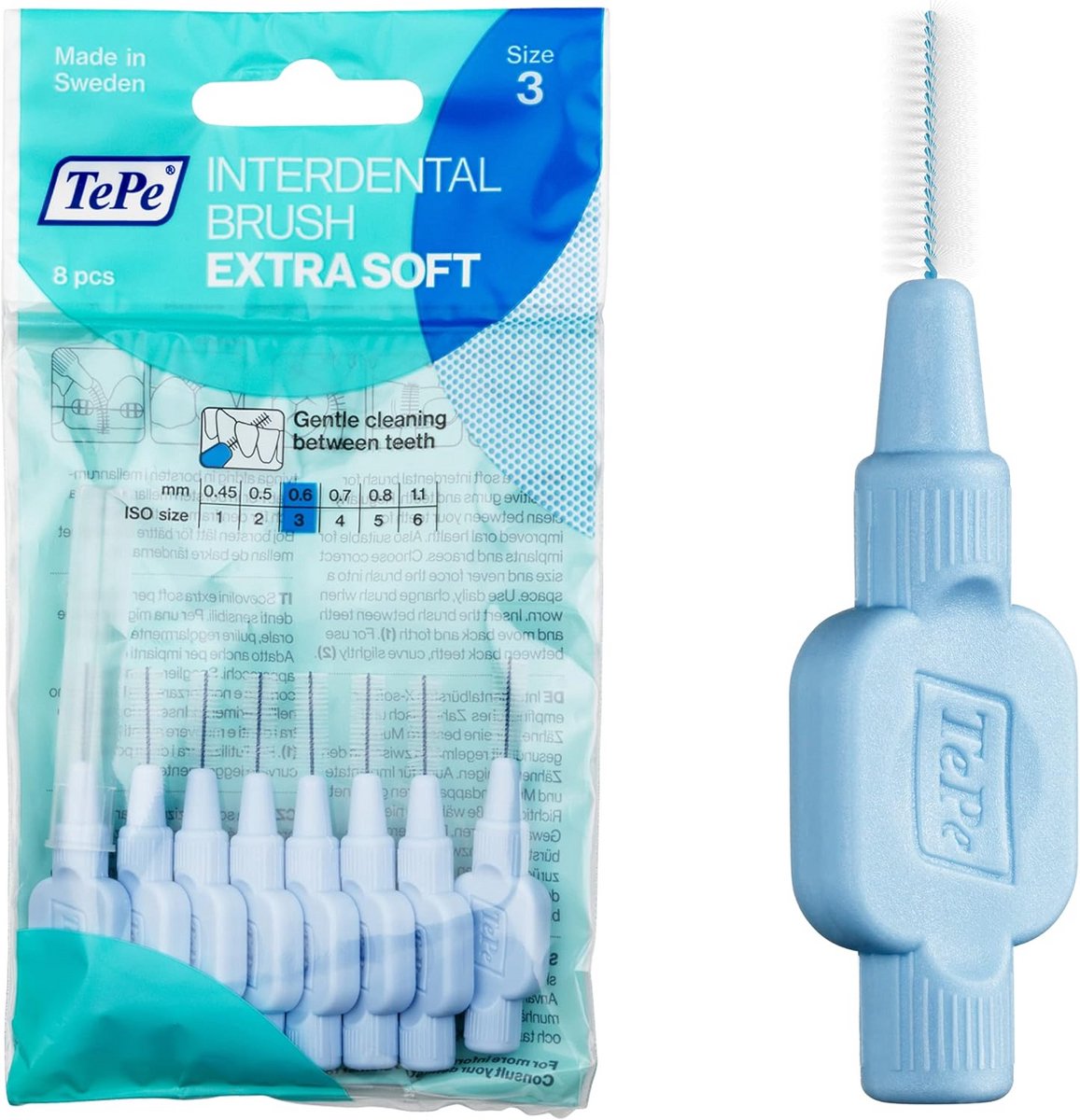 Interdentale Borstels - Tanden Reiniger - Mondhygiëne - Extra Zachte Borstels - 8 Stuks - Blauw