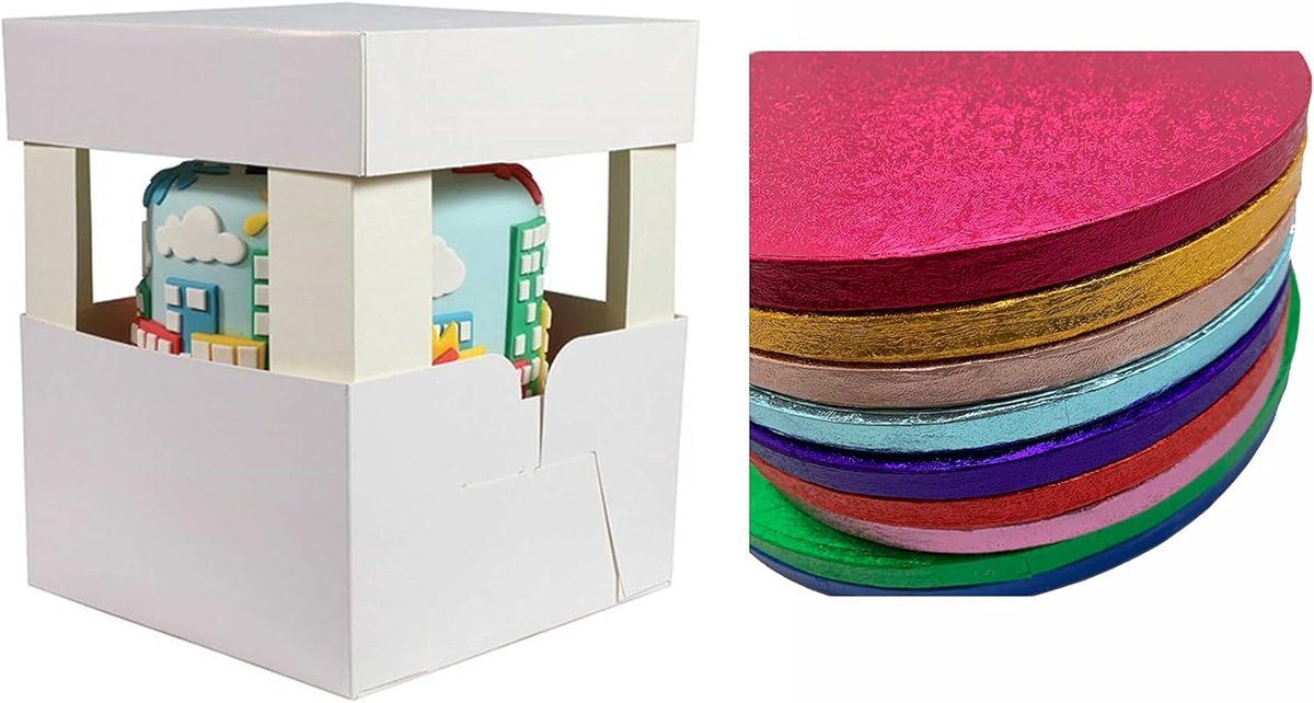 Ronde Taart Drum en Witte Doos Set met 30cm Hoogteverlengingen voor Hoge Bruidstaarten