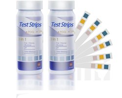 Teststrips - 100 strips per verpakking - 3-in-1 teststrips - pH-teststrips - Zwembadwaterkwaliteitstester - Waterkwaliteitstester - Geschikt voor aquariums, waterhardheidstesten en waterkwaliteitsanalyse - Zwembadwaterkwaliteitsteststrips - Wit