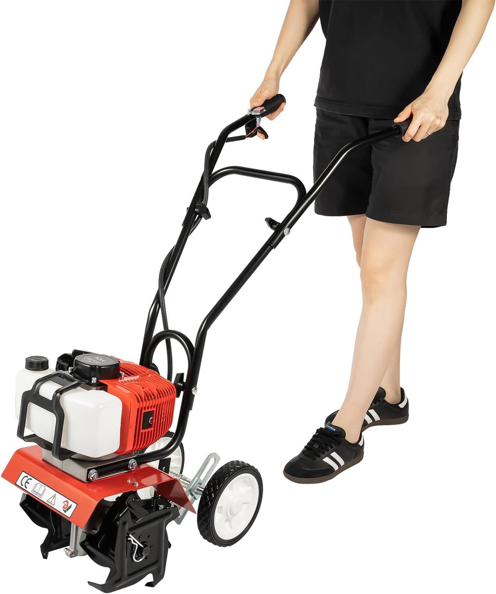 Tuin Freesmachine - Motorzeis Bodemwoeler - Bodembewerking Tuin - Efficiënte Koeling - 52cc 1.9kW - Rood Zwart