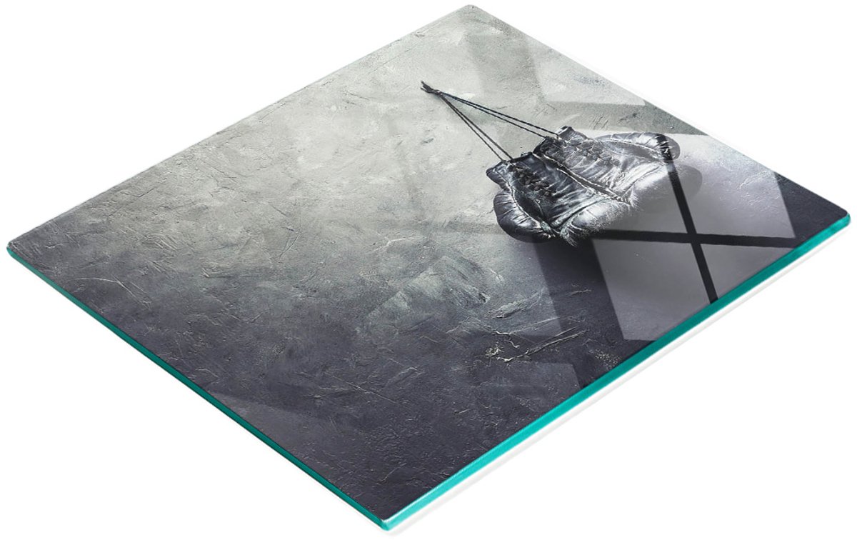 Glazen snijplank met afbeelding van bokshandschoenen, 60x52 cm