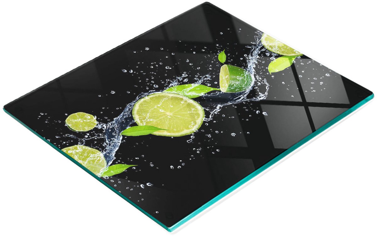 Decoratieve snijplank van gehard glas voor limoenen en water, 60x52 cm