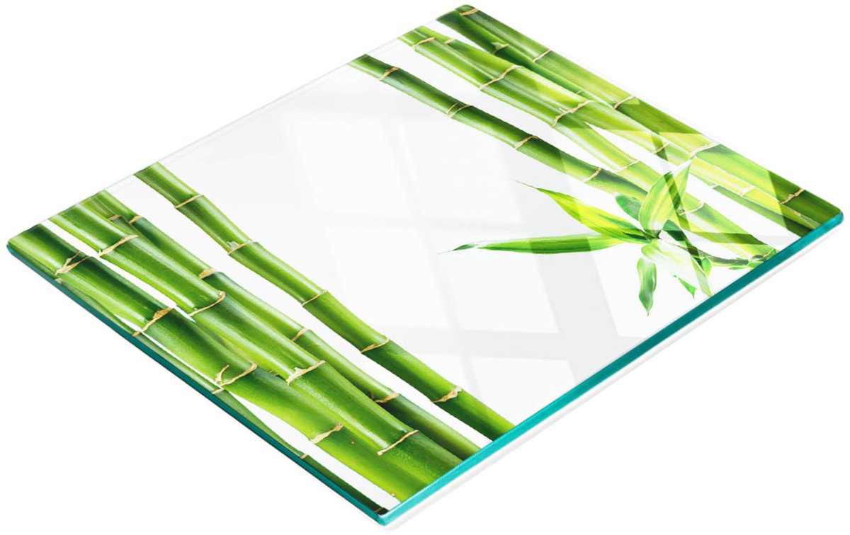 Multifunctionele decoratieve snijplank voor de keuken, gehard glas en bamboe, 60x52 cm