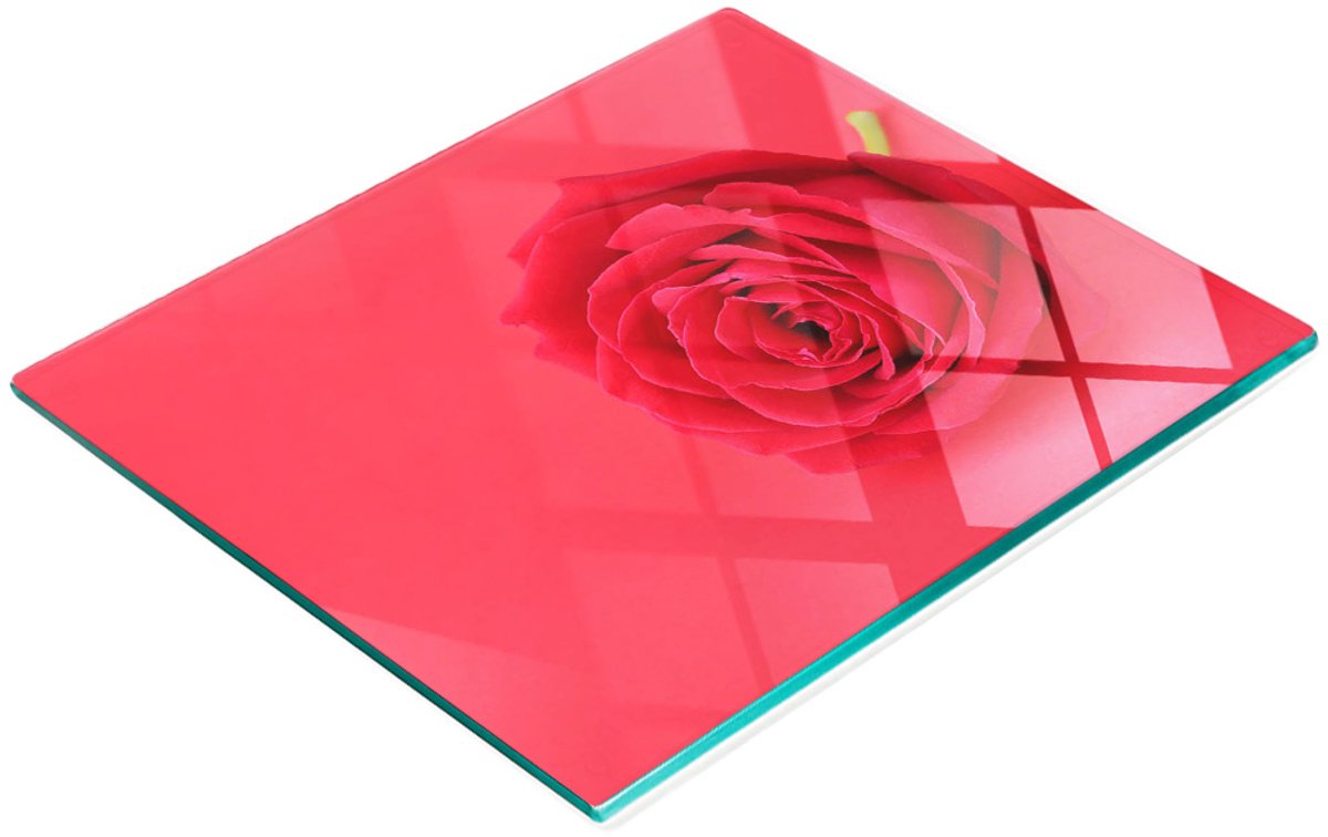 Decoratieve glazen snijplank voor in de keuken, rode roos, 60x52 cm
