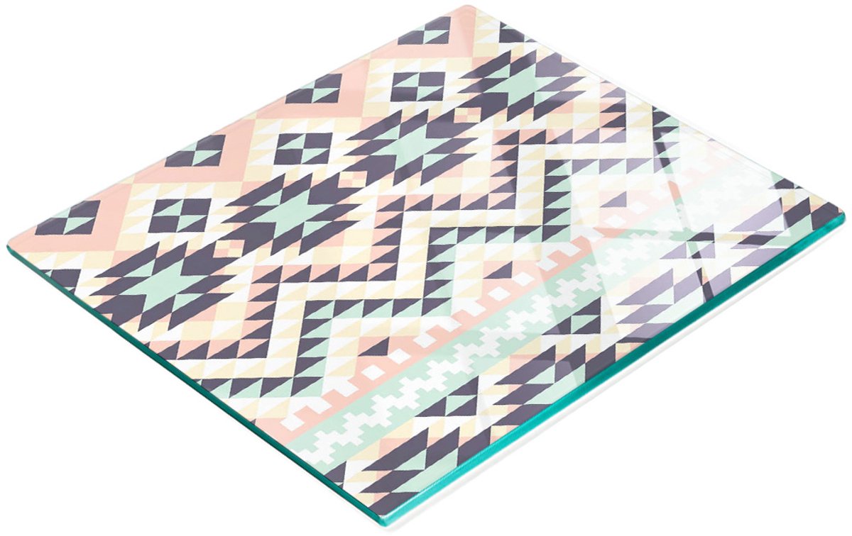 Decoratieve glazen snijplank voor in de keuken, etnisch patroon, 60x52 cm