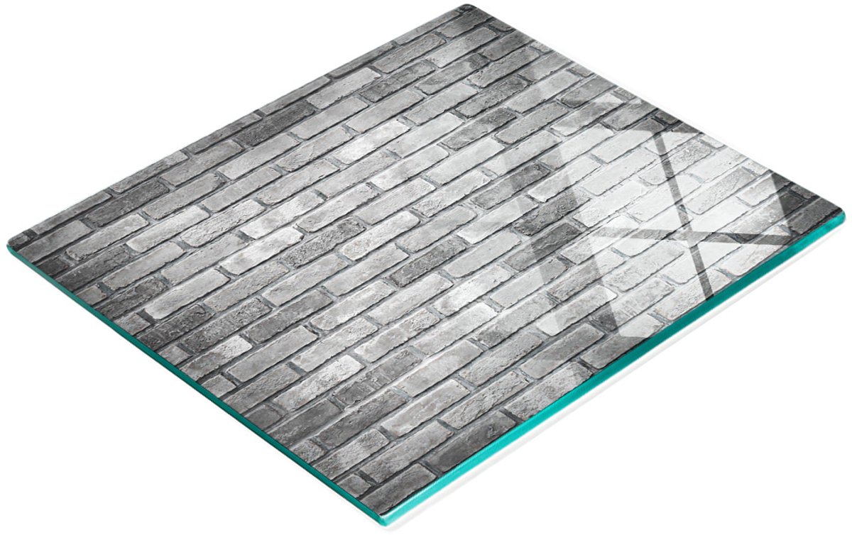 Keukenplank van gehard glas met decoratieve afbeelding van een bakstenen muur, 60x52 cm