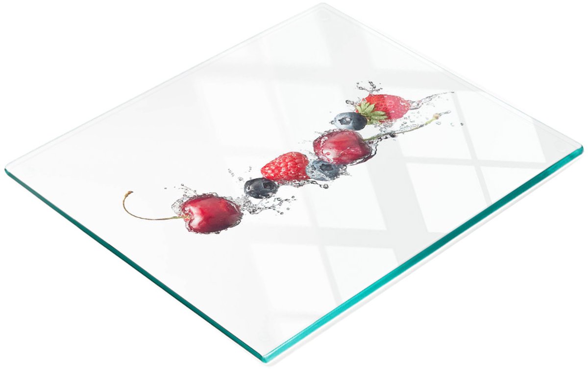 Multifunctionele decoratieve glazen snijplank voor de keuken, bosvruchten, 60x52 cm