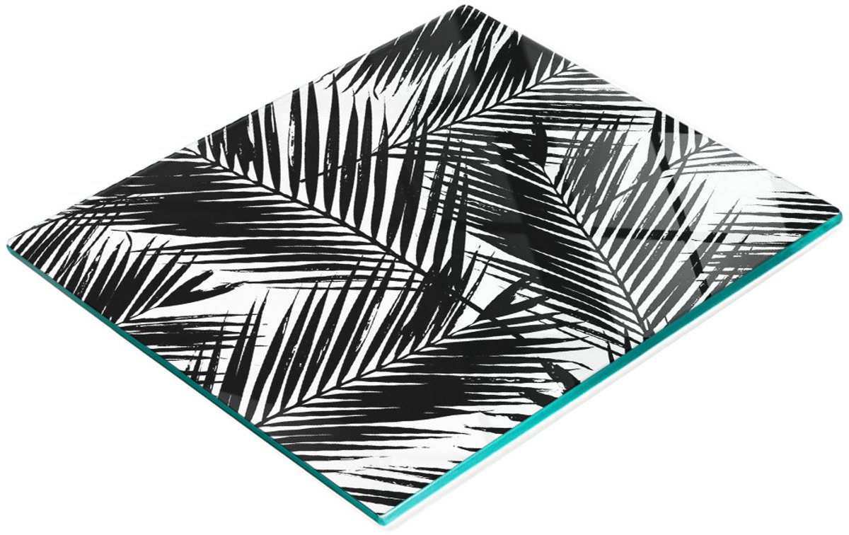 Decoratieve serveerplank van glas met palmbladerenmotief, 60x52 cm