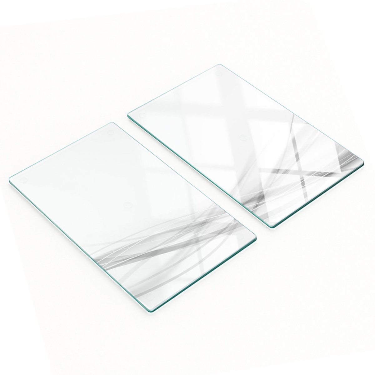 Decoratieve snijplanken van gehard glas met abstract golfmotief, 2x30x52 cm